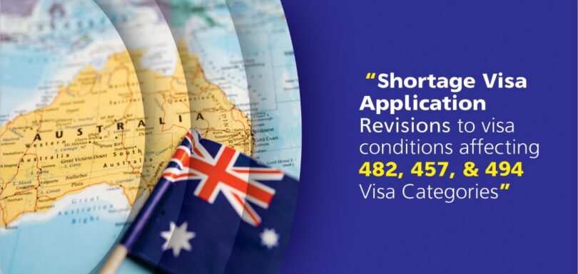 Shortage Visa Application 482, 457 & 494 visa categories